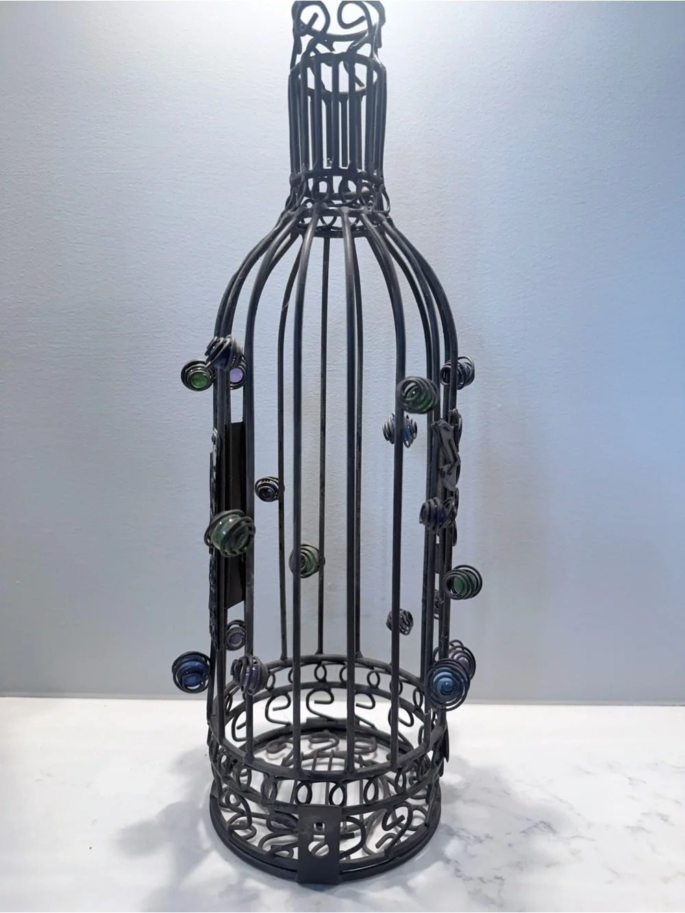 Silver Wire Bottle Cork Holder with Decorative Beads